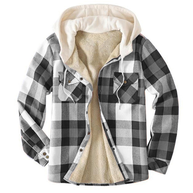 xiangtuibao - Mens Winter Plaid Thick Casual Jacket