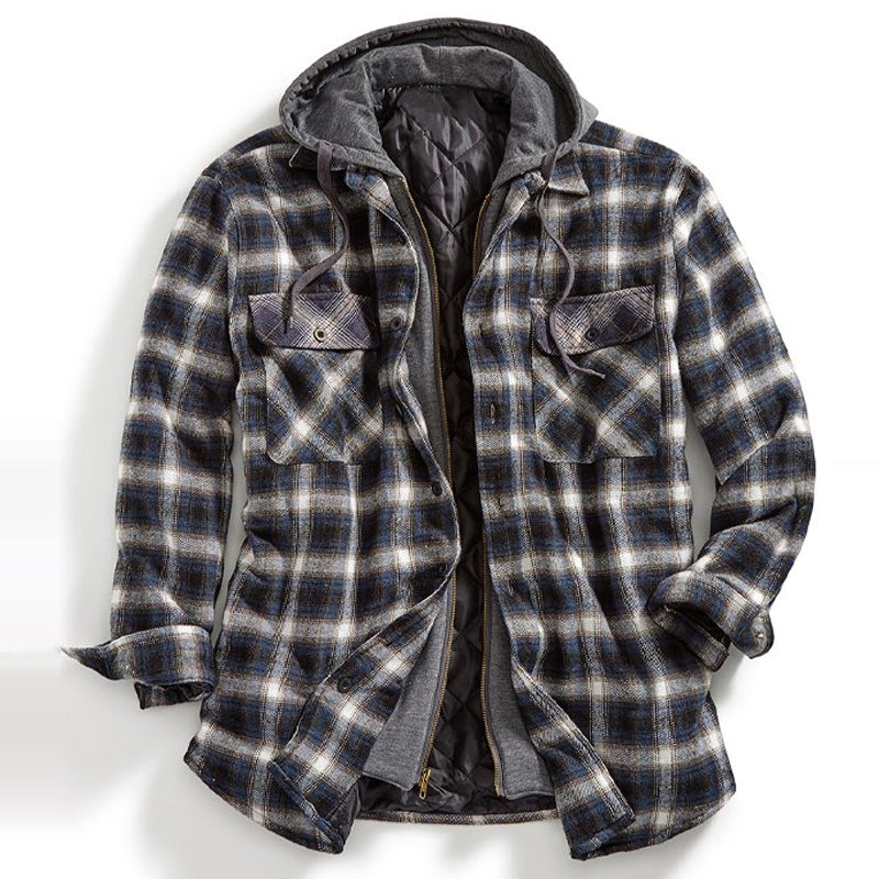 xiangtuibao - Mens Winter Plaid Thick Casual Jacket