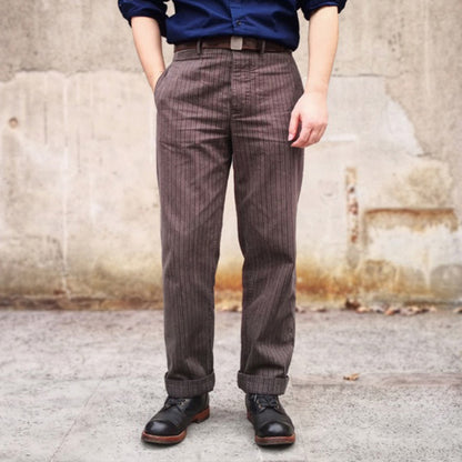 xiangtuibao - Men's Vintage French Striped Pepper And Salt Striped Cargo Pants