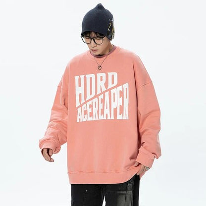 xiangtuibao - Casual Letter Print Oversized Sweatshirts Men Fashion Trends Pullover Tops Teenage Plus Size Harajuku Streetwear Loose Hoodies