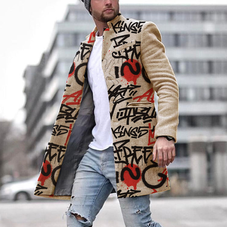 xiangtuibao - Men's Casual Printed Colour Overcoat